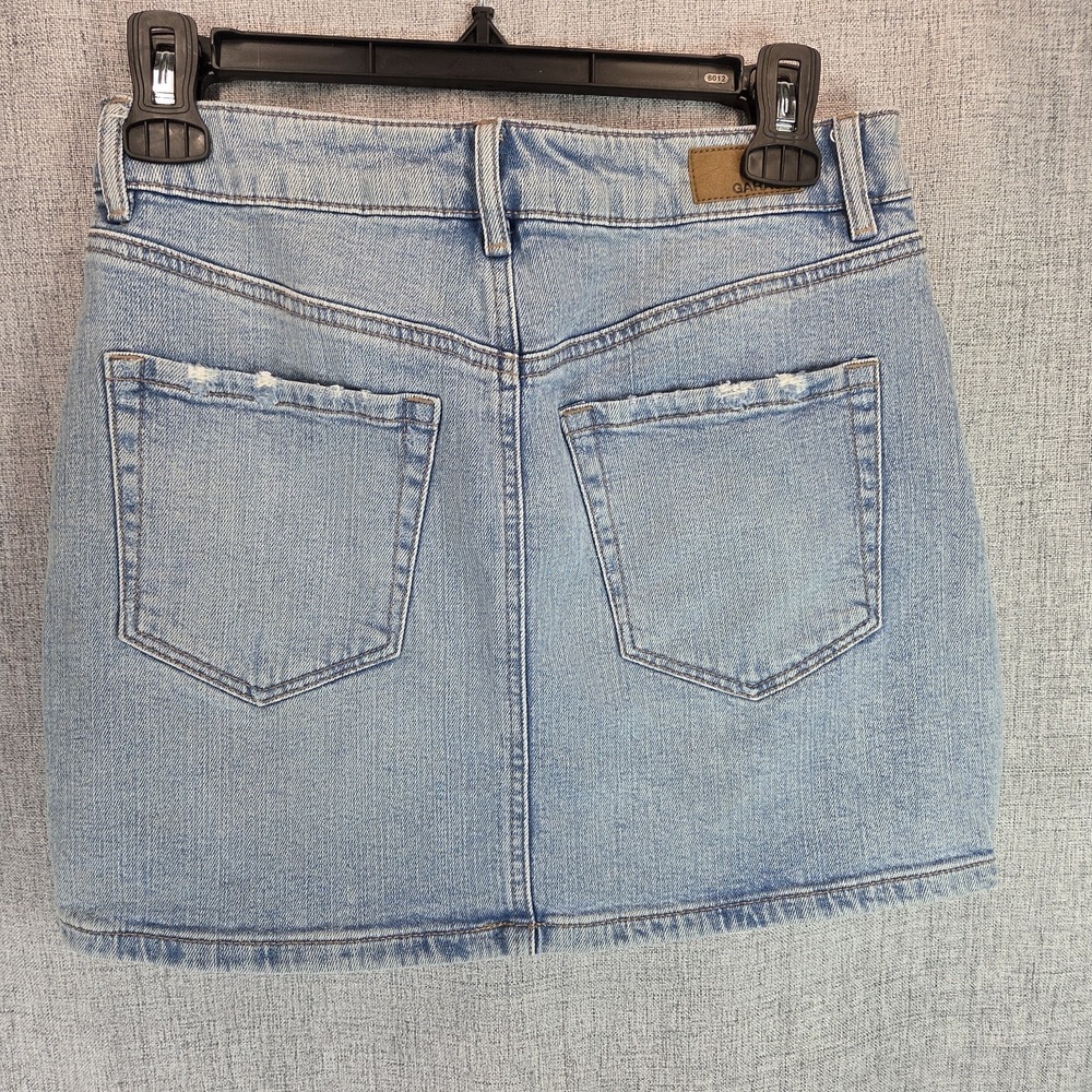 Garage Mini Skirt Grunge Womens Small Blue Denim Distressed Light Wash Festival - Picture 3 of 7